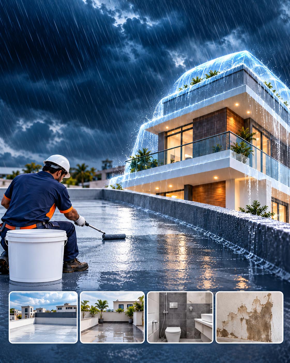 Terrace waterproofing illustration